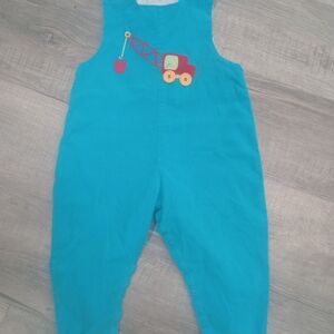 Blue Overalls with Crane Design